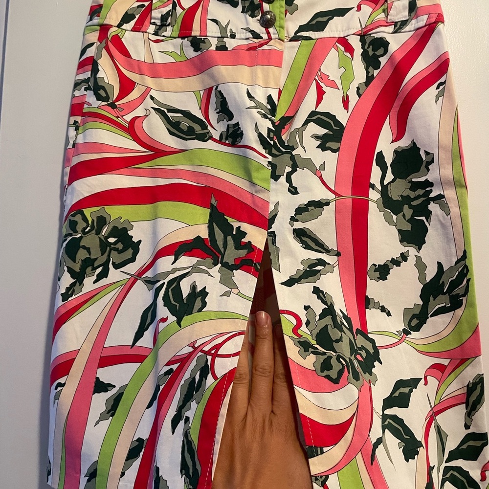 Floral Print Skirt with Slit